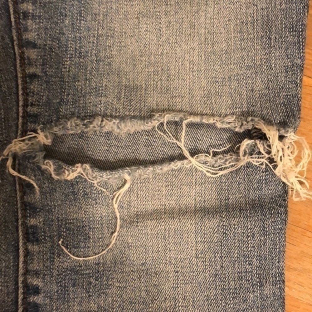 Gap 1969 medium wash raw hem high waist distressed Skinny jeans size 28 - Picture 8 of 14
